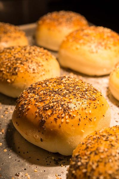 Bierocks on a baking sheet. 