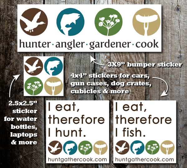 Hunter Angler Gardener Cook stickers