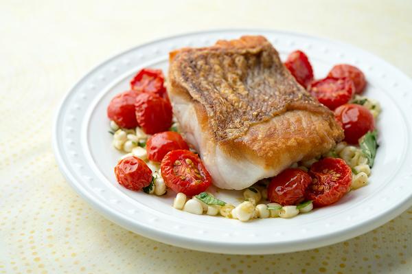 Seared fish with Cherry Tomatoes