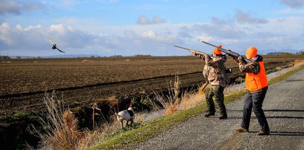 Participants of a women's pheasant hunt