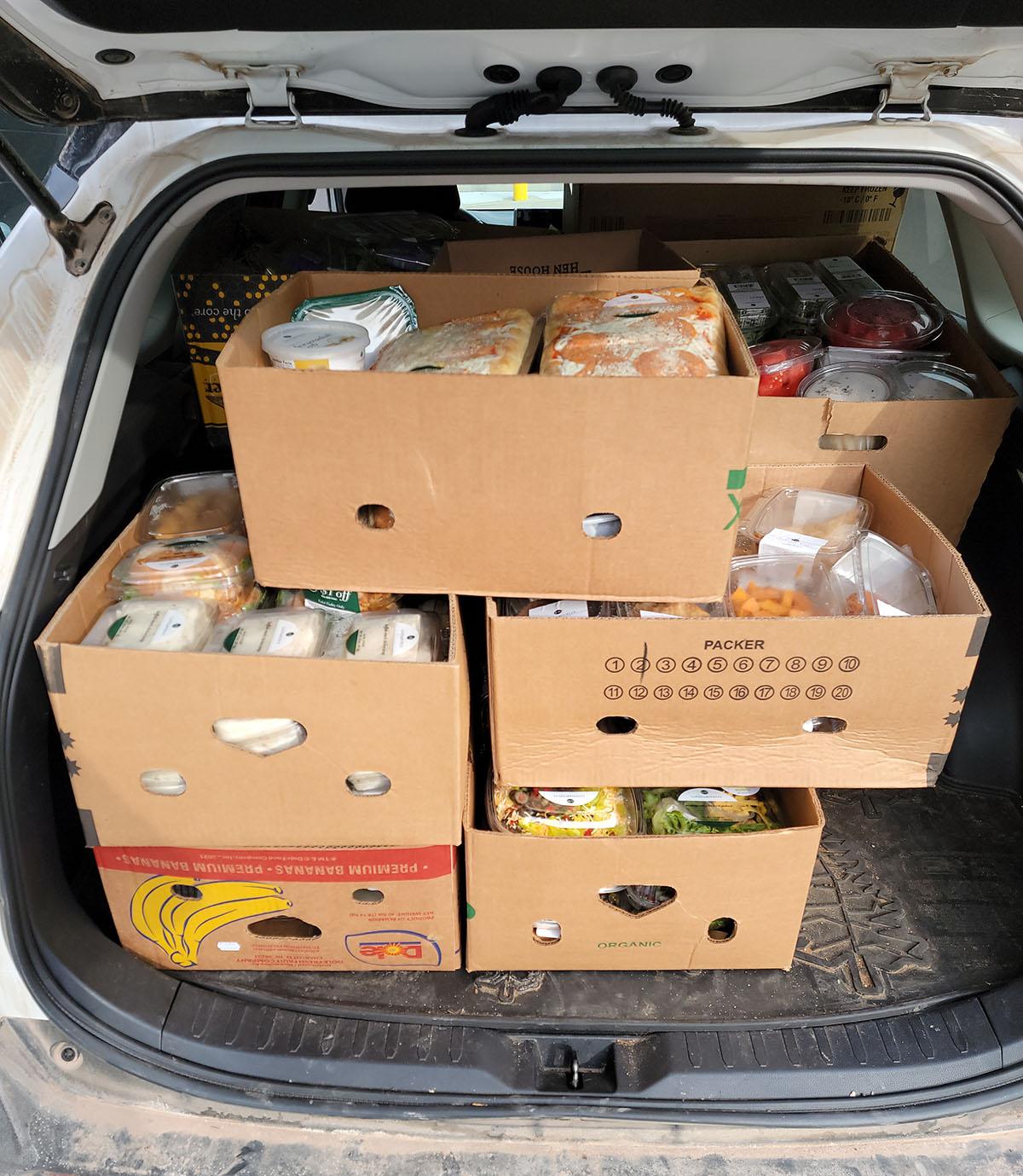 A full load of rescued food for the food pantry. 