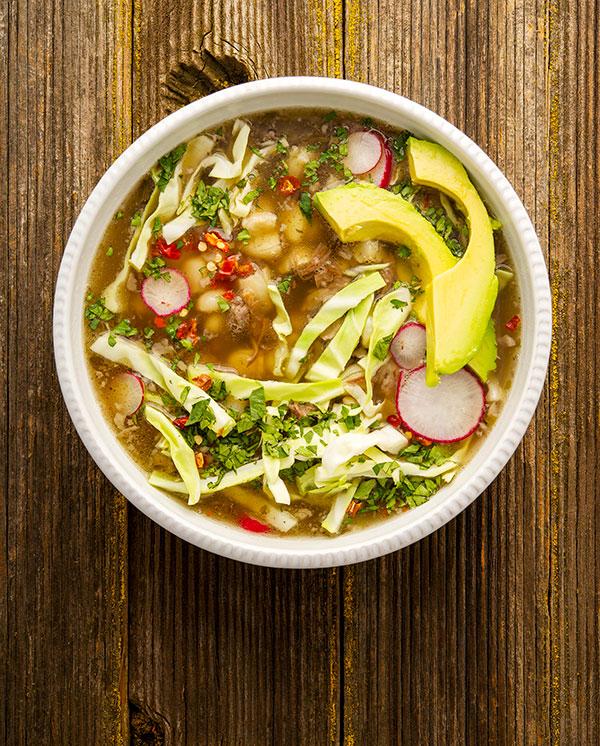 A bowl of pozole blanco.