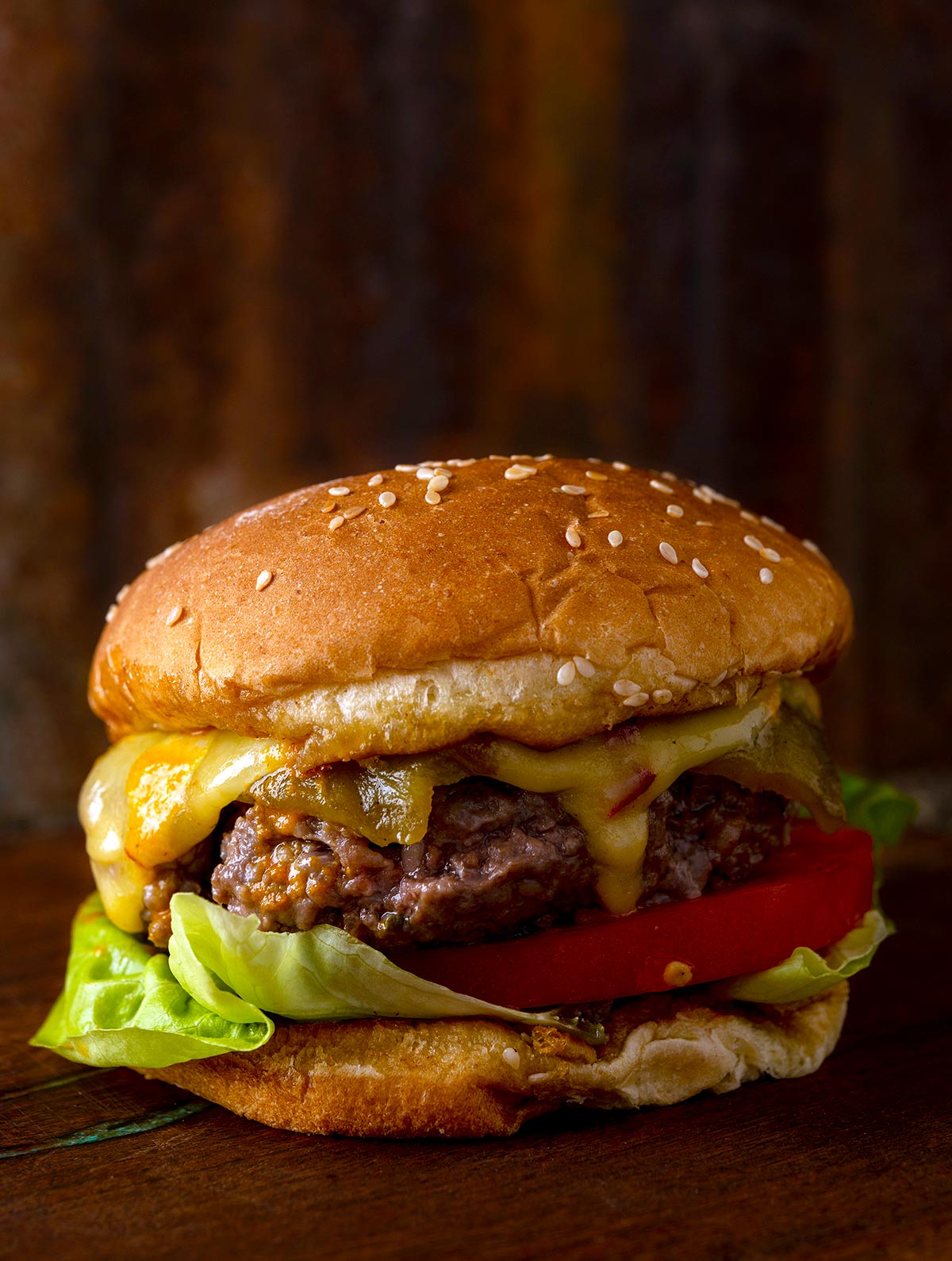 A green chile elk burger. 