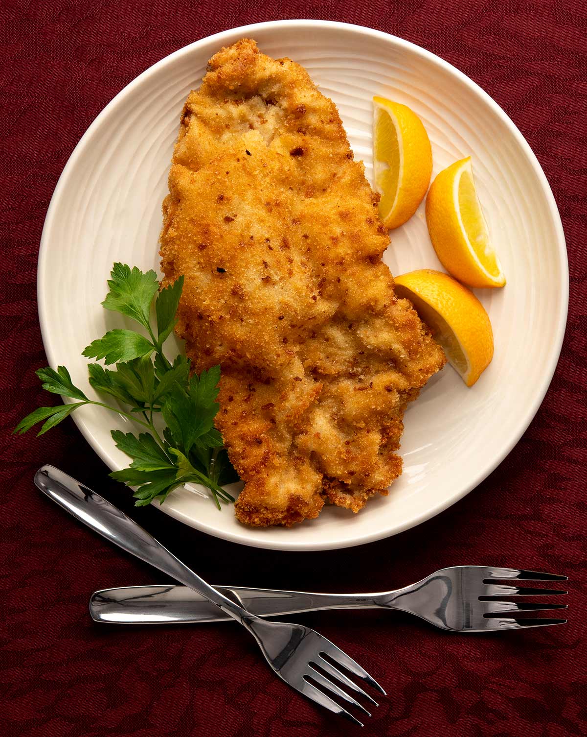 Authentic wiener schnitzel on a plate. 