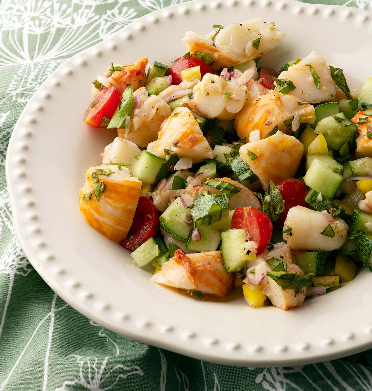 Lobster salad on a plate. 