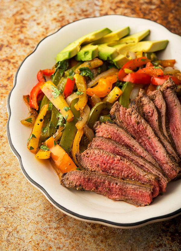 A platter of venison fajitas. 