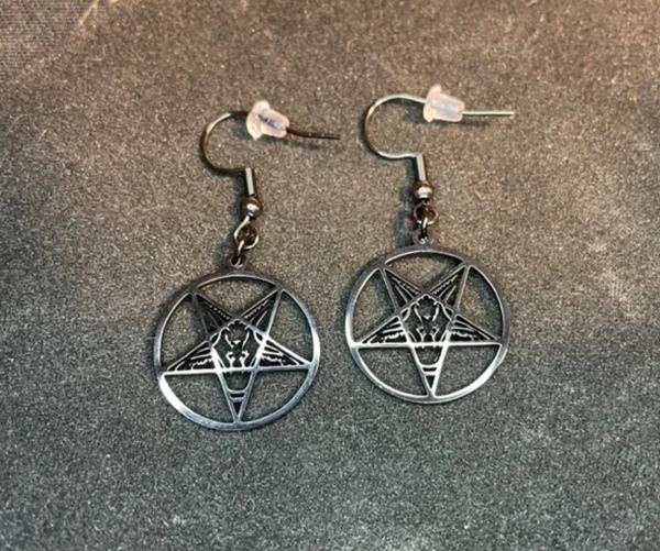 sigil of baphomet church of satan stainless steel pendant earrings occult magick gothic pagan satanic witchcraft druid wicca black darkness jewelry