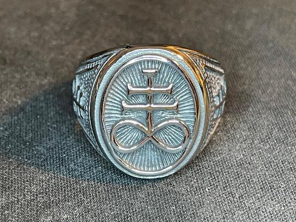 Sigil of Leviathan Seal of Satan Baphomet Signet Statement Ring Gothic Vintage Punk Pagan Wiccan Druid Satanic Occult Darkness Jewelry Silver