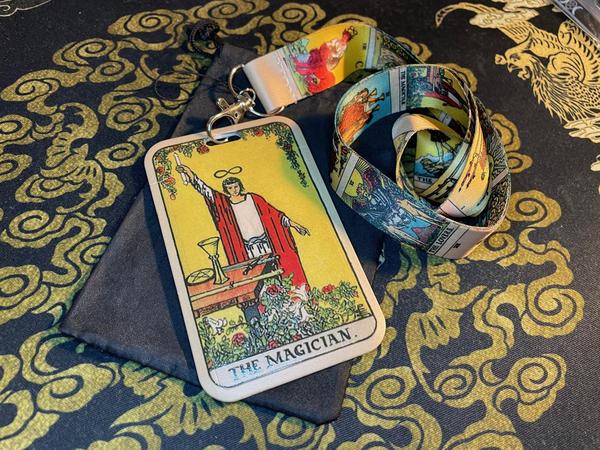 Tarot Card Lanyard ID Badge Holder Keychain Magician Fool Strength Sun Lovers Pentacles Wands Cups Swords Deck Wiccan Satanic Gothic Pagan darkness jewelry
