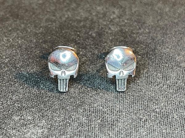 Punisher Skull Earrings Stainless Steel Retro Biker Punk Punisher Terminator Skeleton Gothic Death Satanic Wiccan Pagan Druid Occult Darkness Jewelry