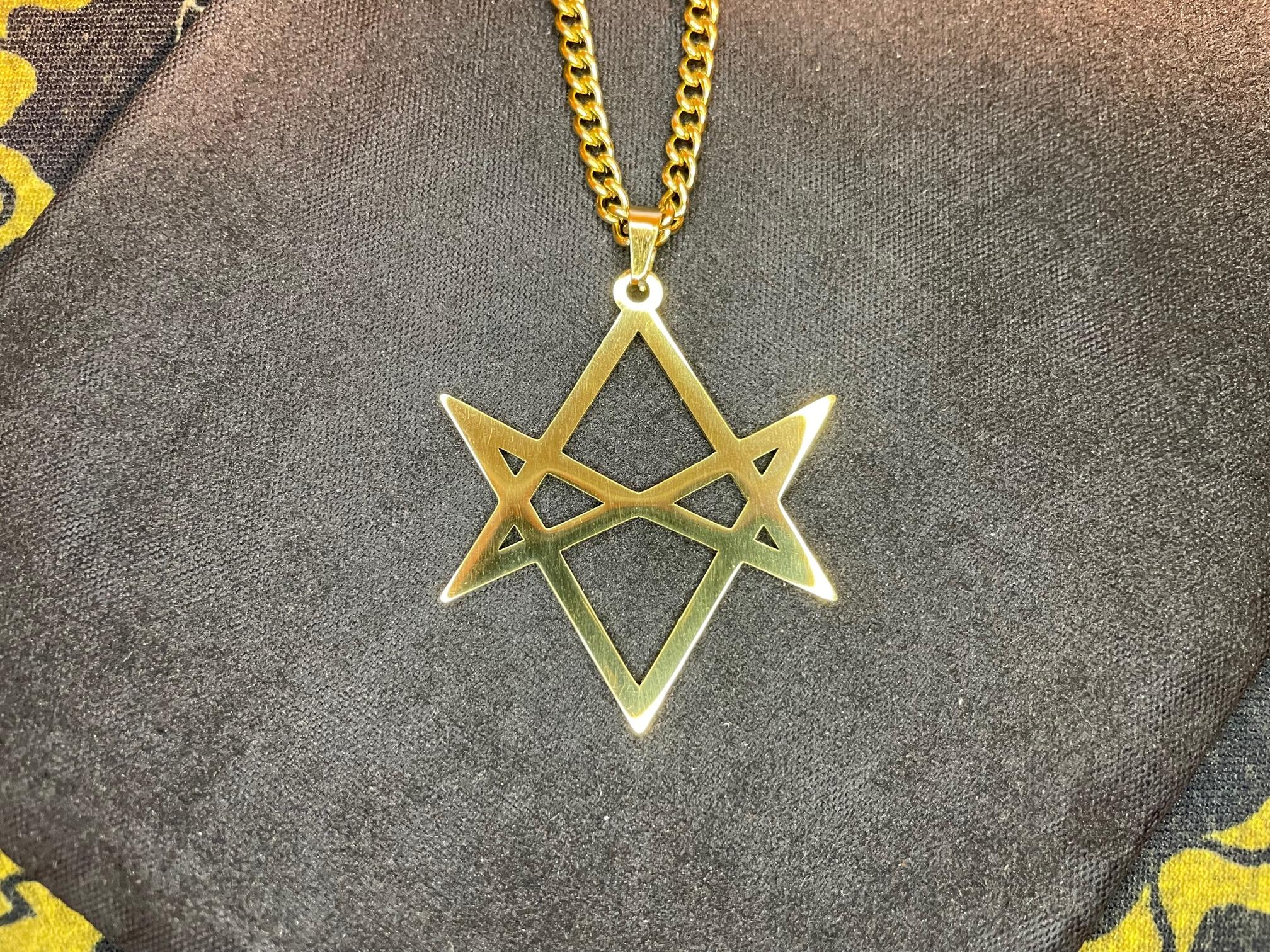 Unicursal Hexagram Thelema Symbol Stainless Steel Without Circle Pendant Necklace