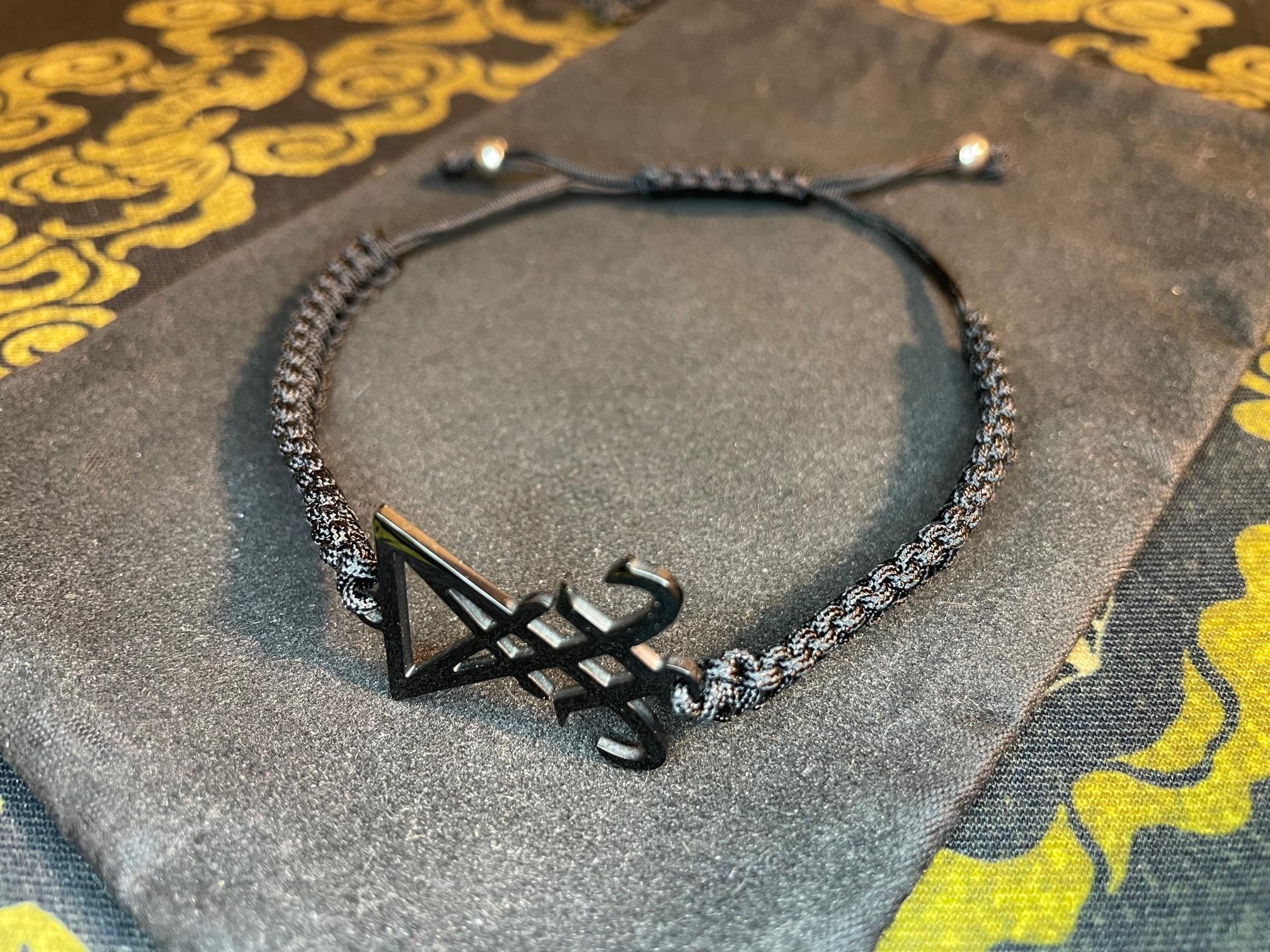 sigil of lucifer stainless steel paracord bracelet black