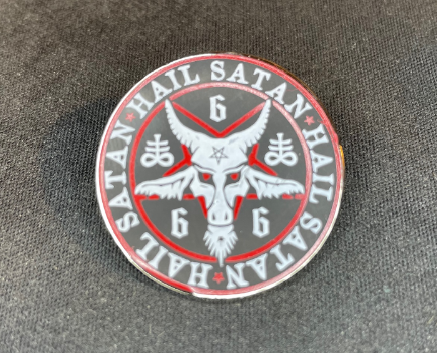 large hail satan 666 sigil of baphomet leviathan cross inverted pentagram goat head lapel pin satanic occult wiccan darkness jewelry