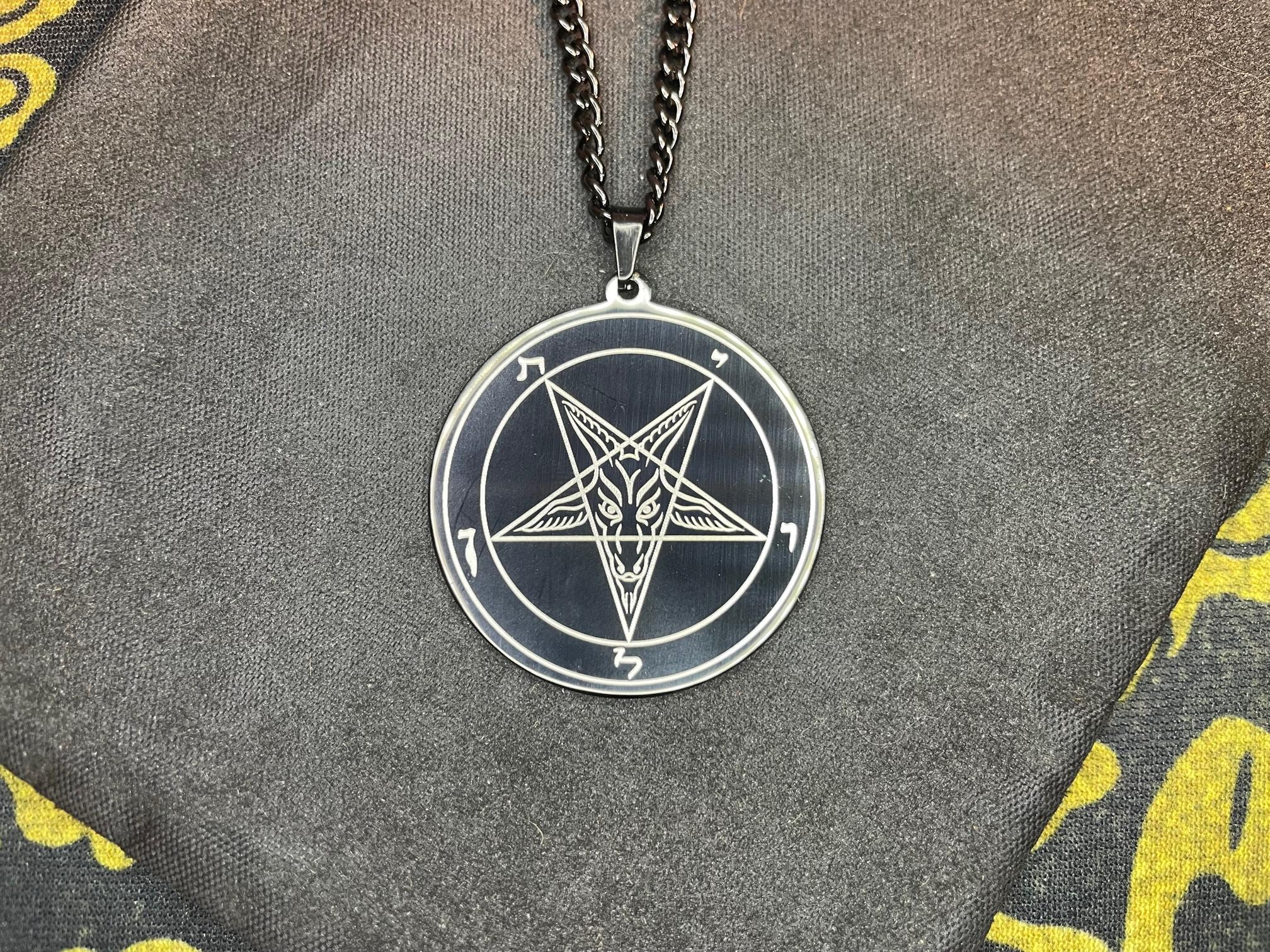 sigil of baphomet pentagram official church of satan necklace