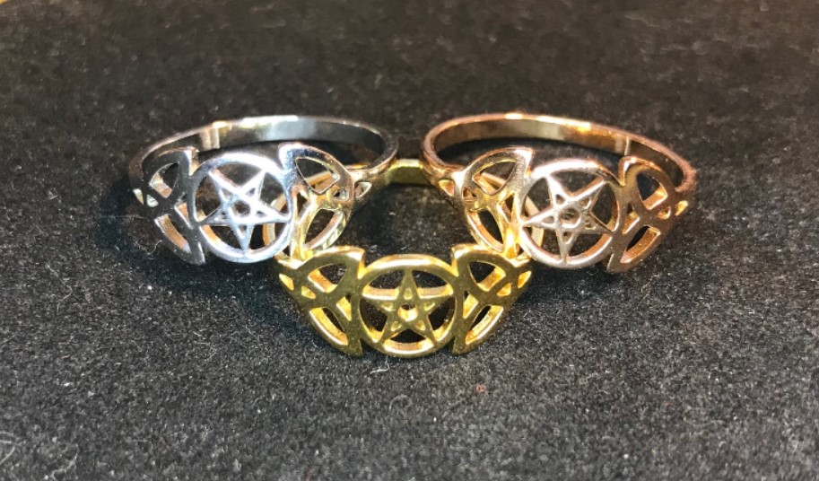 Pentagram Celtic Knot Ring Stainless Steel Gothic Satanic Witchcraft Wiccan Pagan Druid Occult Darkness Jewelry Gold Rose Gold Silver