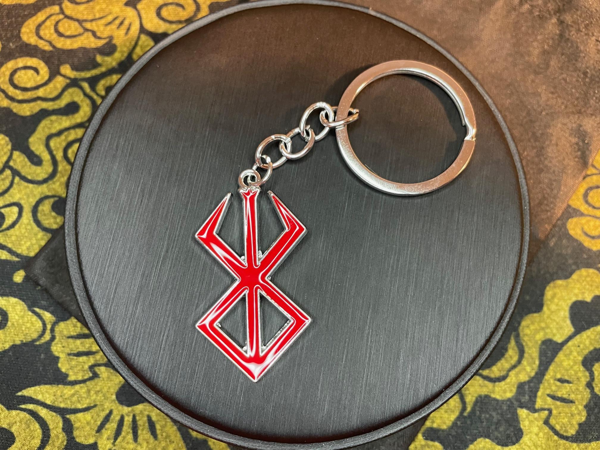 berserk symbol viking nordic norse mad warrior thor odin pendant keychain red satanic wiccan occult darkness jewelry