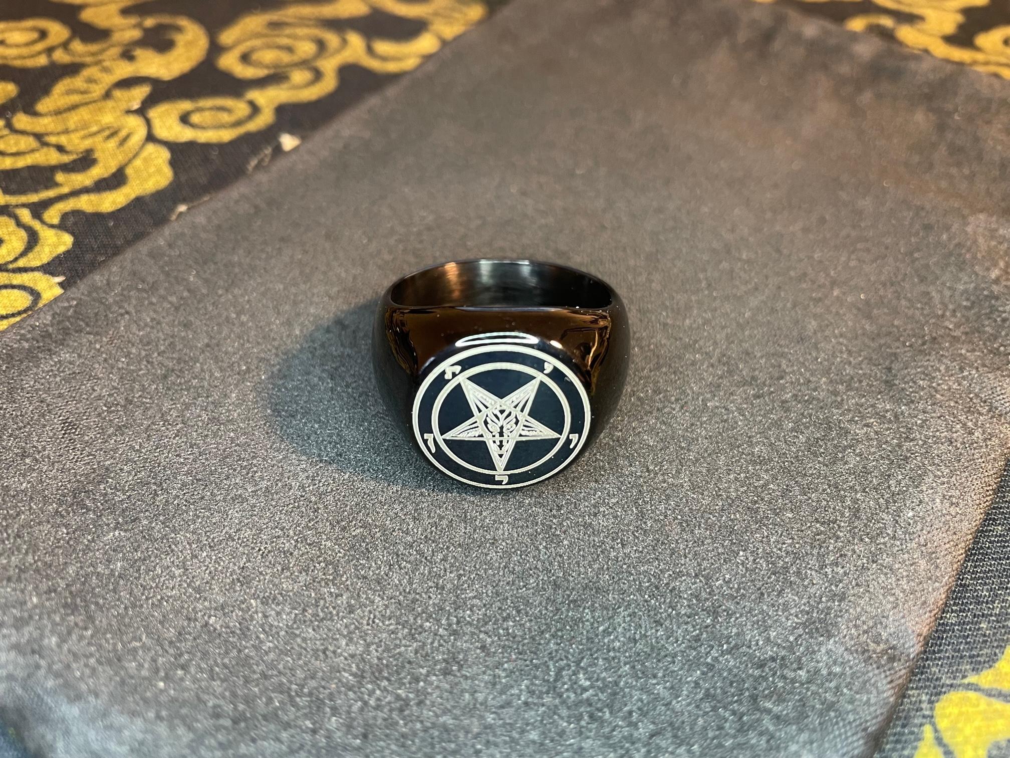 sigil of baphomet pentagram lucifer signet statement ring gothic vintage punk satanic wiccan occult darkness jewelry