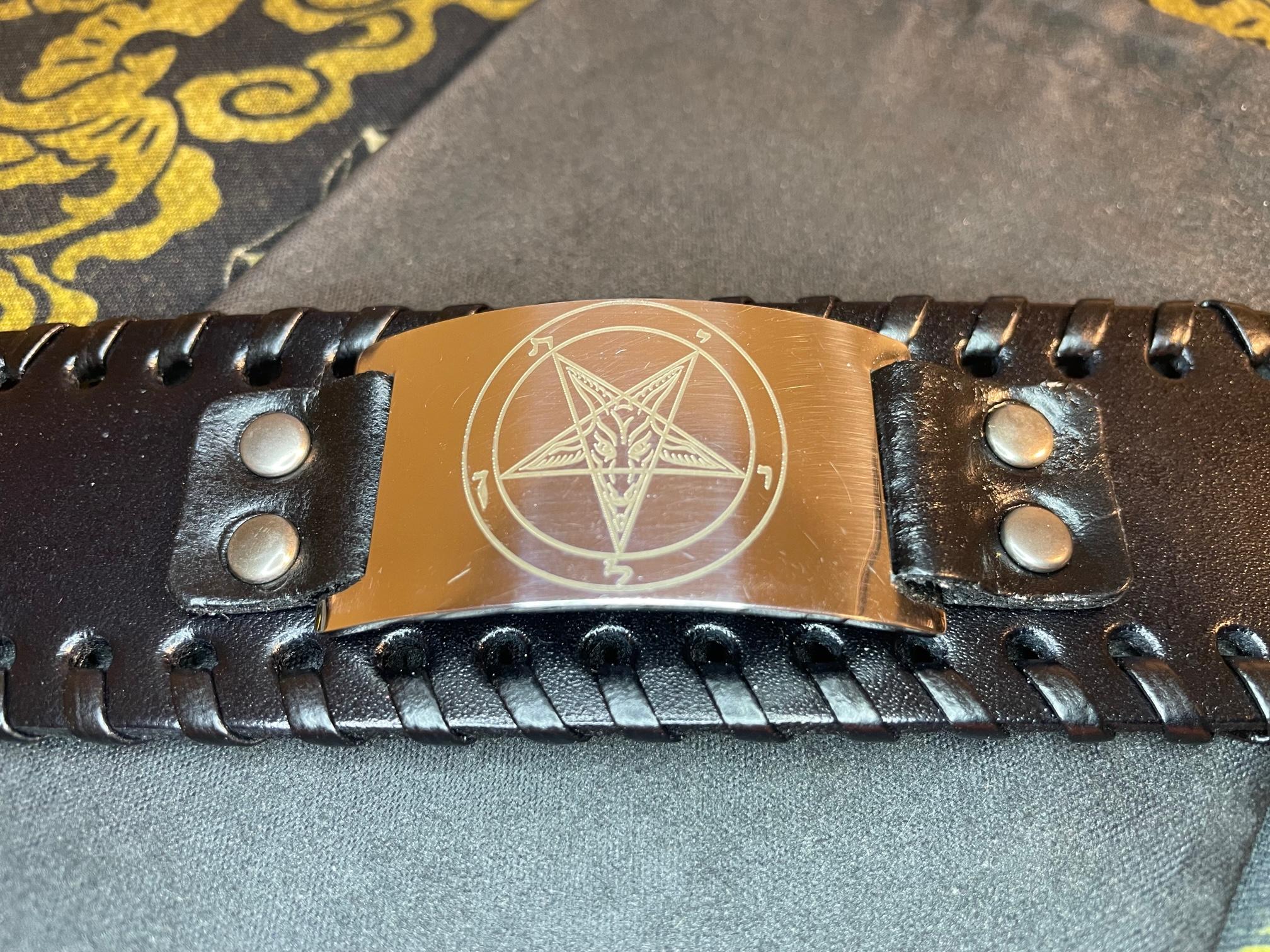 Sigil of Baphomet Genuine Leather Adjustable Bracelet