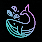 Neon whale on black background