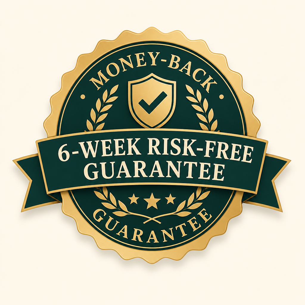 6-week risk-free money-back guarantee seal