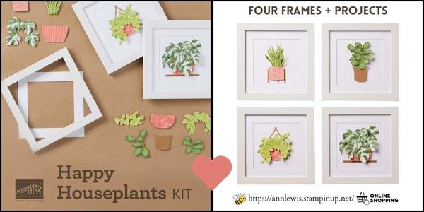 Happy Houseplants Kit by Stampin' Up!, stampin up, ann lewis, four frames, handmade decor item, all-inclusive kit