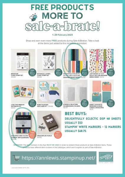 Sale-a-Bration, SAB, cardmaking, Delightfully Eclectic, Stampin' Write Markers, Free product, 