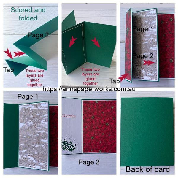 Step by step TriFold Accordion Card Boughs of Holly DSP;  Ann's PaperWorks;