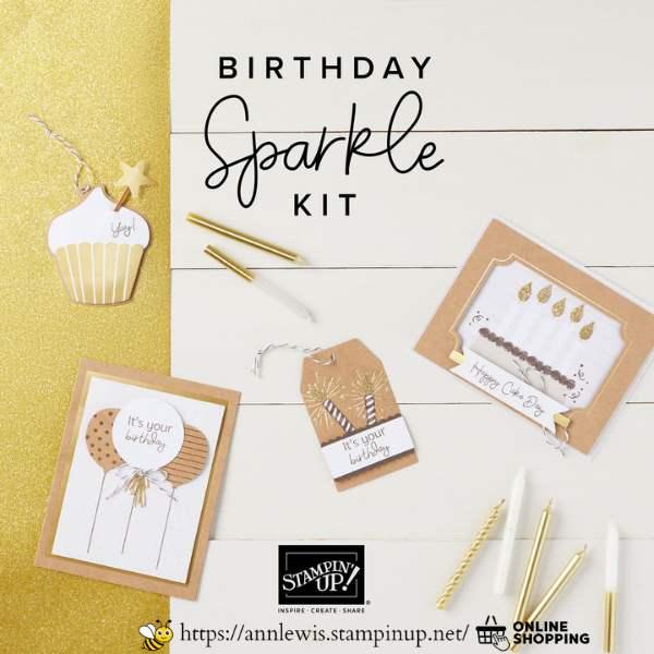 Birthday Sparkle Kit by Stampin' Up!, stampin up, ann lewis, handmade cards and tags, all-inclusive kit
