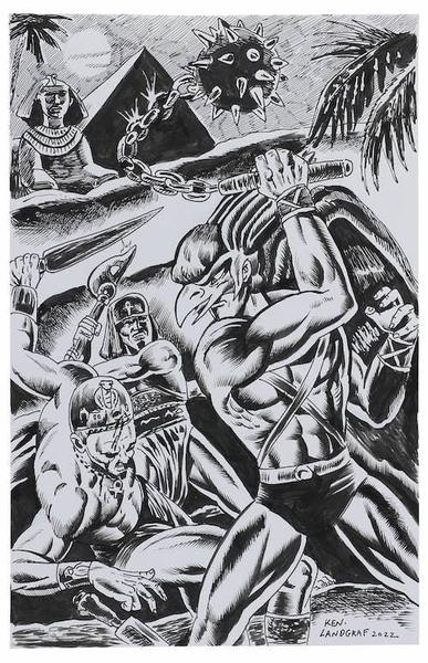 Ken Landgraff Signed Hawkman Original Art