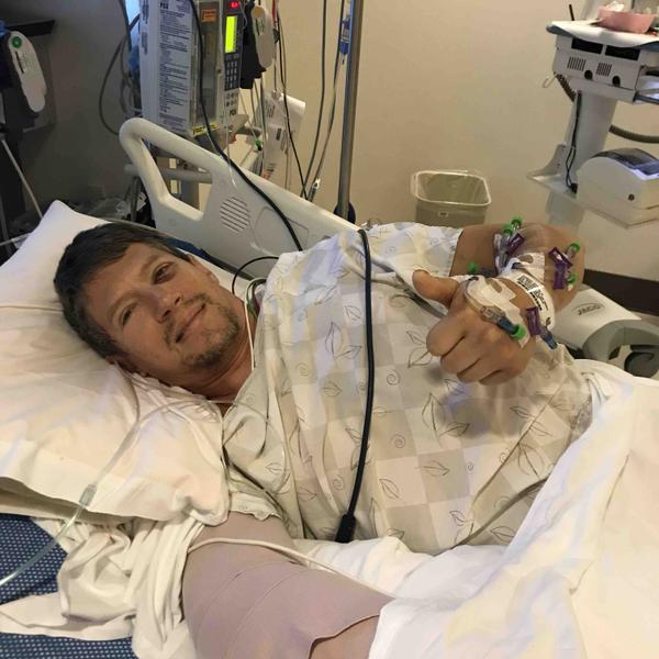 Sean Goodrich two days after his horrific fall from a cliff in New Hampshire