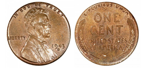 1943 copper wheat penny