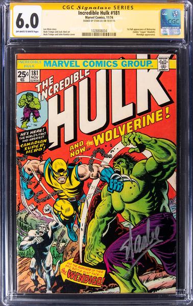 Incredible Hulk #181 SS Stan Lee CGC 6.0: First full Wolverine appearance, signed by Stan the Man!