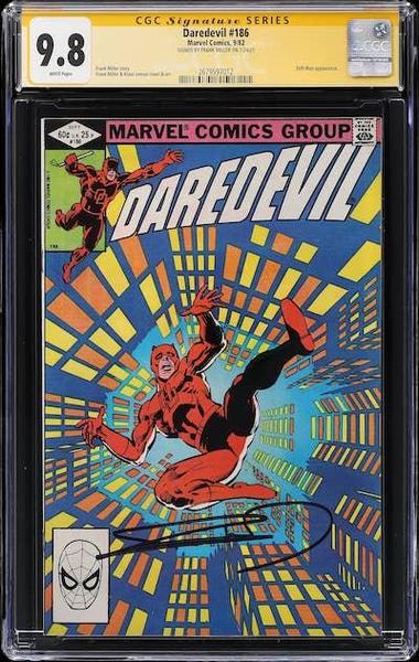 Daredevil #186 CGC 9.8 signed by Frank Miller. Last sale $300