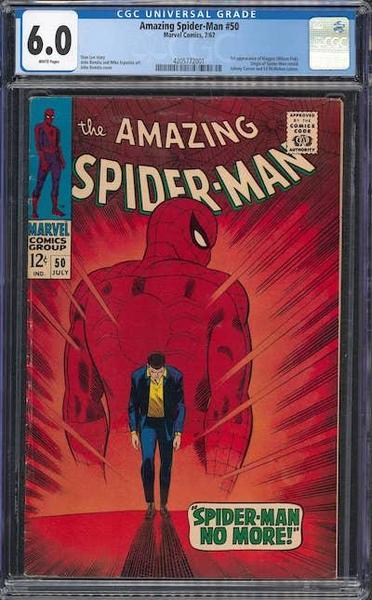 Amazing Spider-Man #50 CGC 6.0, 1st Kingpin. Last sale $1,020