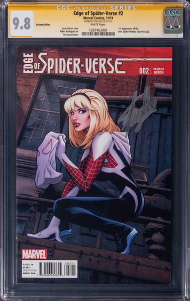 Edge of Spider-Verse #2 Land Variant SS Stan Lee CGC 9.8: 1st Gwen Stacy as Spider-Woman