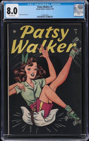 Patsy Walker #1 CGC 8.0: This rare book from 1945 is extremely tough in high grade! First Patsy Walker (later Hellcat)