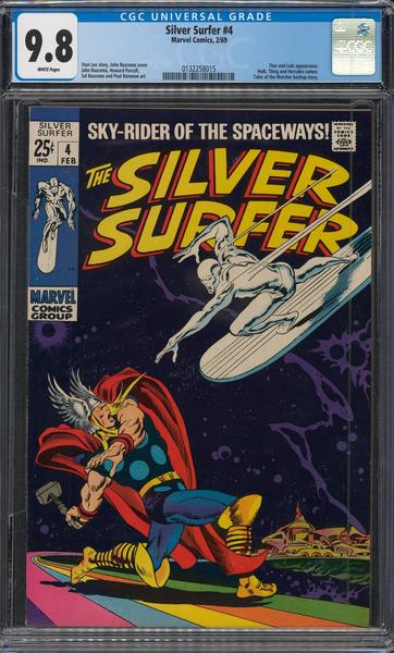 Silver Surfer #4 CGC 9.8: classic Thor vs Surfer cover, INCREDIBLY tough in 9.8!