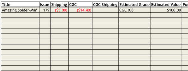 The FREE BONUS Comic Book Profit Estimator Spreadsheet