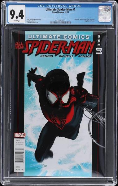 Ultimate Spider-man #1 from 2011, Miles Morales, CGC 9.4 rare Newsstand variant! Last sale $450