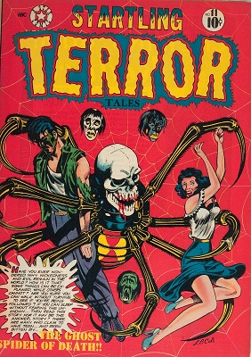 Startling Terror Tales #11: L. B. Cole Cover Art, Giant Skeletal Spider!