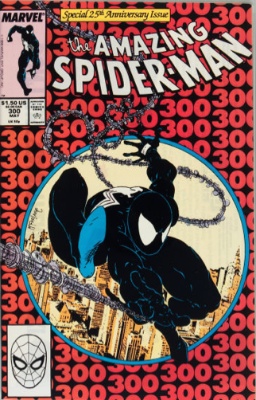 The iconic cover of Amazing Spider-Man #300 by Todd McFarlane