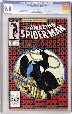 The iconic cover of Amazing Spider-Man #300 by Todd McFarlane