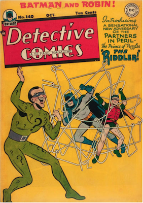 Detective Comics #140 is the first appearance of the Riddler. DC comic books are generally under-valued compared to Marvel keys