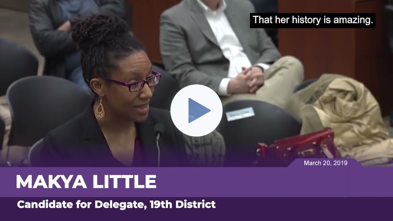 Makya Little, Candidate for Virginia's 19th District Delegate, at 2019 PWCS School Board Meeting
