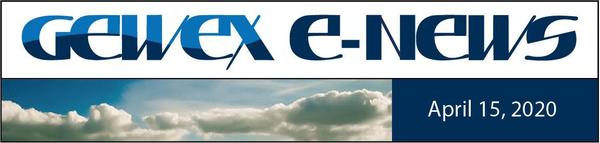 GEWEX E-News Header: text over clouds with today's date