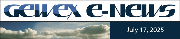 GEWEX E-News Header: text over clouds with  date