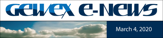 GEWEX E-News Header: text over clouds, flanked by date