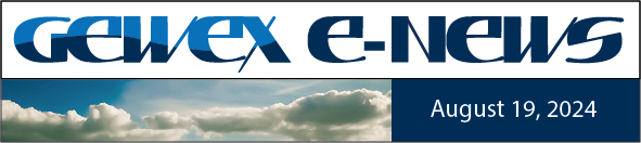 GEWEX E-News Header: text over clouds with  date