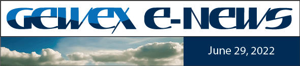 GEWEX E-News Header: text over clouds with  date