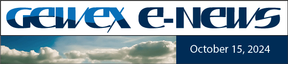 GEWEX E-News Header: text over clouds with  date